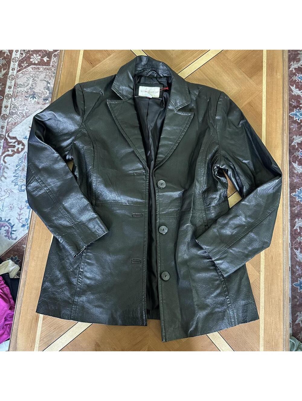 Black 100% real leather vintage 90s jacket Size M grunge rock edgy